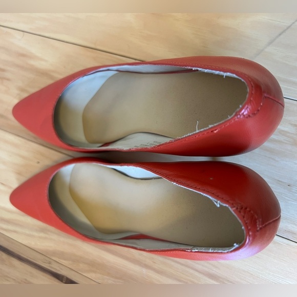 Colin Stuart Orange Leather Pointed Toe Pump Heels Size 7 - Picture 3 of 7